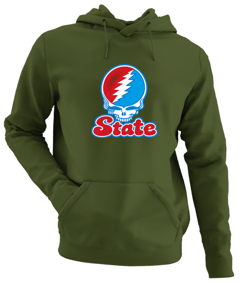 Delaware Stealie Premium Unisex Hoodie — Design: Delaware State University — Military Green