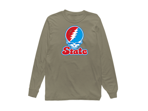 Delaware Stealie Premium Unisex Long-Sleeve — Design: Delaware State University — Sandstone