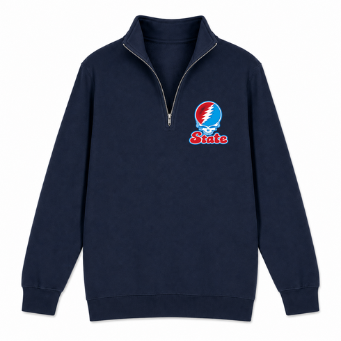 Delaware Stealie Premium Unisex Quarter-Zip — Design: Delaware State University — Navy