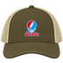 Delaware Stealie Premium Unisex Trucker Cap — Design: Delaware State University — Moss/Khaki