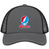 Delaware Stealie Premium Unisex Trucker Cap — Design: Delaware State University — Charcoal/Black