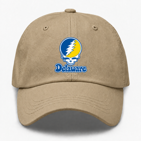 Delaware Stealie Premium Unisex Dad Hat — Design: Delaware University of — Khaki
