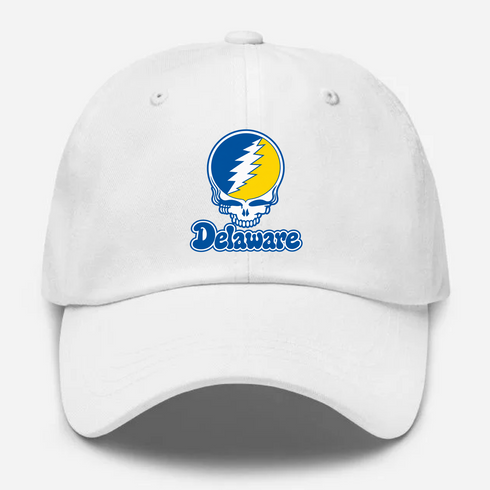 Delaware Stealie Premium Unisex Dad Hat — Design: Delaware University of — White