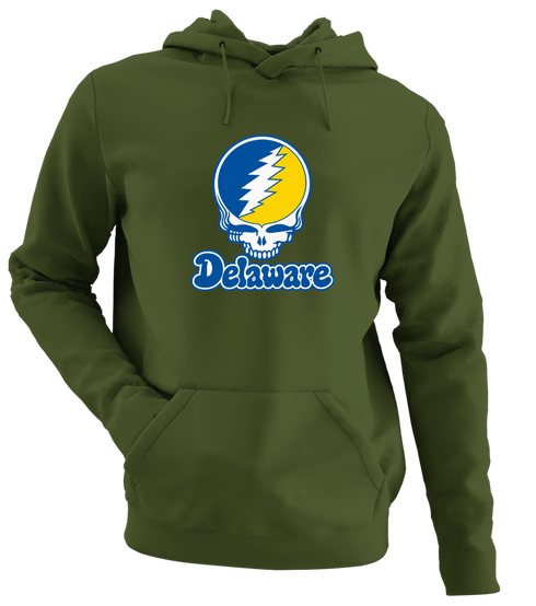 Delaware Stealie Premium Unisex Hoodie — Design: Delaware University of — Military Green