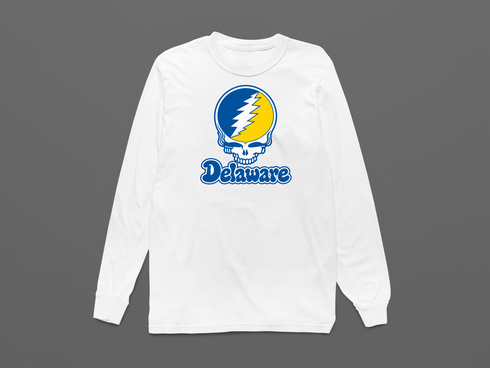 Delaware Stealie Premium Unisex Long-Sleeve — Design: Delaware University of — White