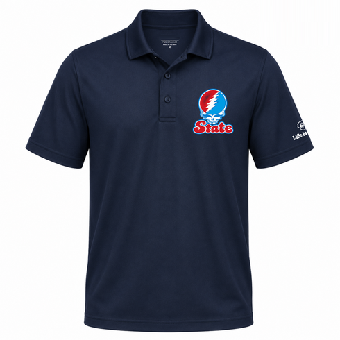 Delaware Stealie Premium Unisex Polo — Design: Delaware State University — Navy
