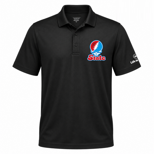 Delaware Stealie Premium Unisex Polo — Design: Delaware State University — Black