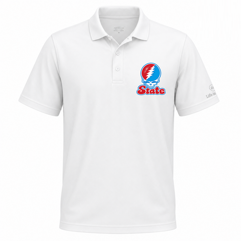 Delaware Stealie Premium Unisex Polo — Design: Delaware State University — White