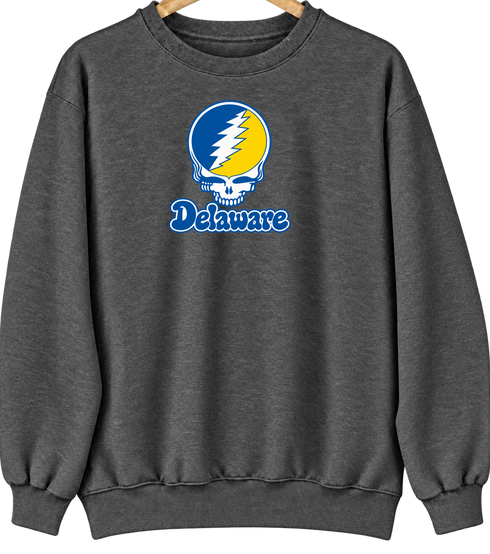 Delaware Stealie Premium Unisex Crewneck — Design: Delaware University of — Dark Heather