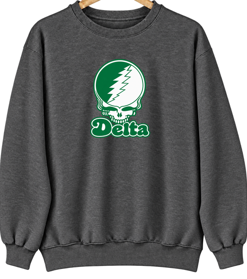 Delta Stealie Premium Unisex Crewneck — Design: Delta State University — Dark Heather