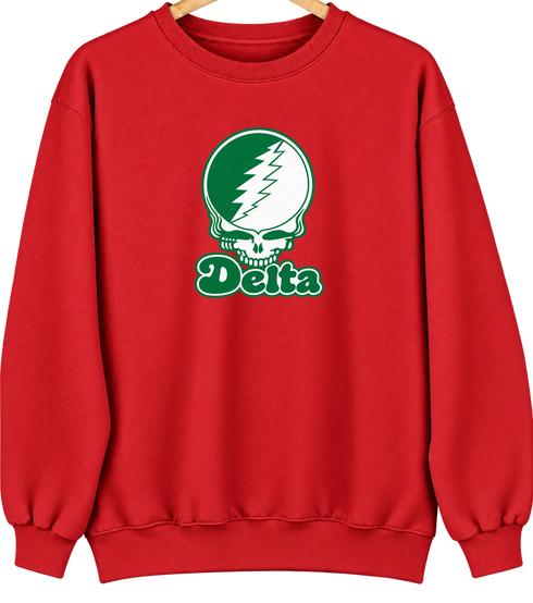 Delta Stealie Premium Unisex Crewneck — Design: Delta State University — Red