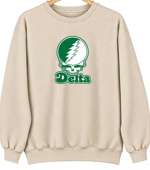 Delta Stealie Premium Unisex Crewneck — Design: Delta State University — Sand