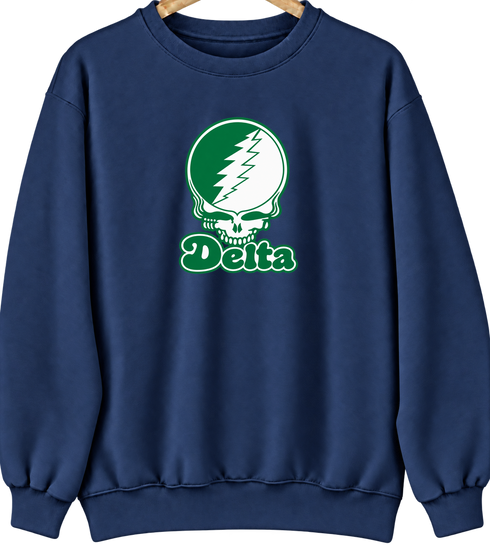 Delta Stealie Premium Unisex Crewneck — Design: Delta State University — Navy
