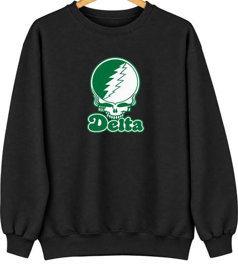 Delta Stealie Premium Unisex Crewneck — Design: Delta State University — Black