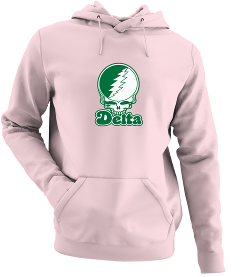 Delta Stealie Premium Unisex Hoodie — Design: Delta State University — Light Pink