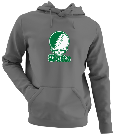 Delta Stealie Premium Unisex Hoodie — Design: Delta State University — Charcoal