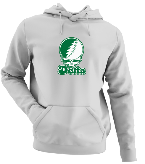 Delta Stealie Premium Unisex Hoodie — Design: Delta State University — Sport Grey