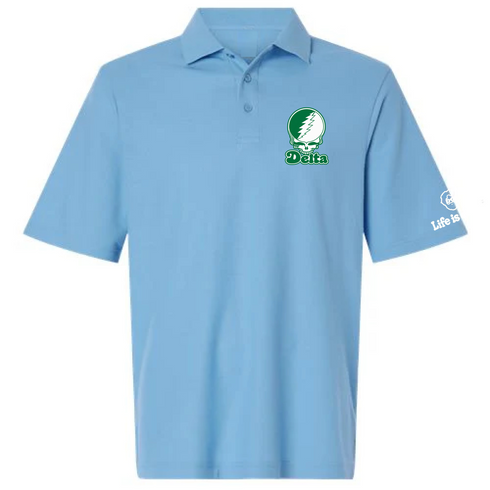 Delta Stealie Premium Unisex Polo — Design: Delta State University — Blue