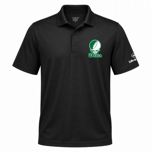 Delta Stealie Premium Unisex Polo — Design: Delta State University — Black
