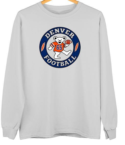 Denver Football Dancing Bear Premium Crewneck — Denver Broncos — Sport Grey
