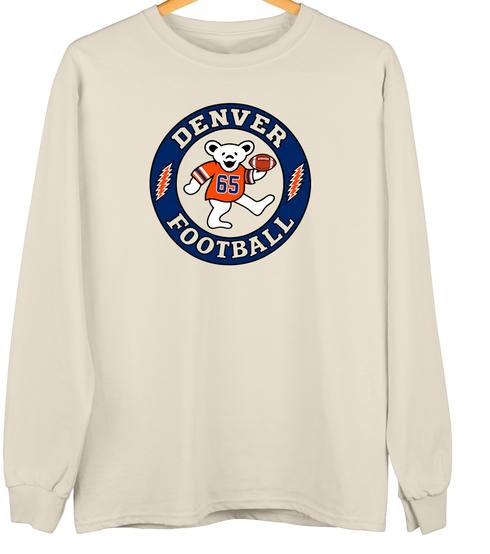 Denver Football Dancing Bear Premium Crewneck — Denver Broncos — Sand
