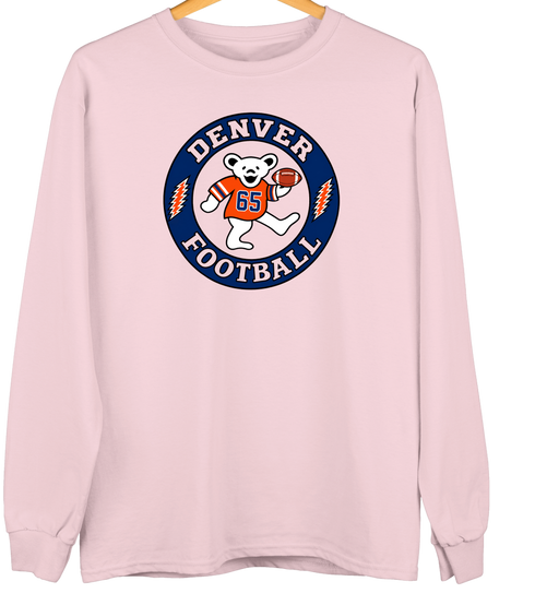 Denver Football Dancing Bear Premium Crewneck — Denver Broncos — Light Pink