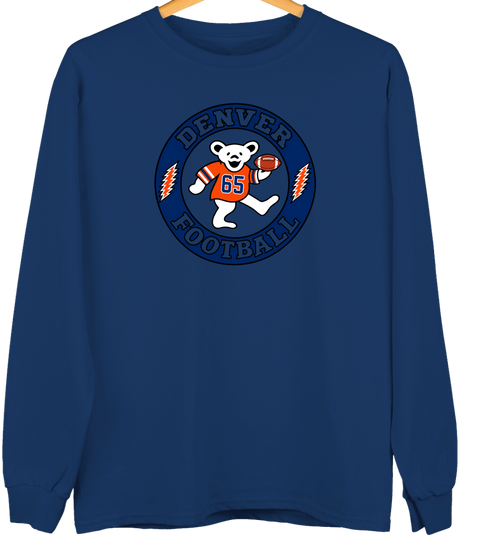 Denver Football Dancing Bear Premium Crewneck — Denver Broncos — Navy
