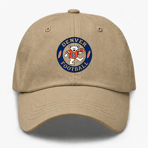 Denver Football Dancing Bear Premium Dad Hat — Denver Broncos — Khaki
