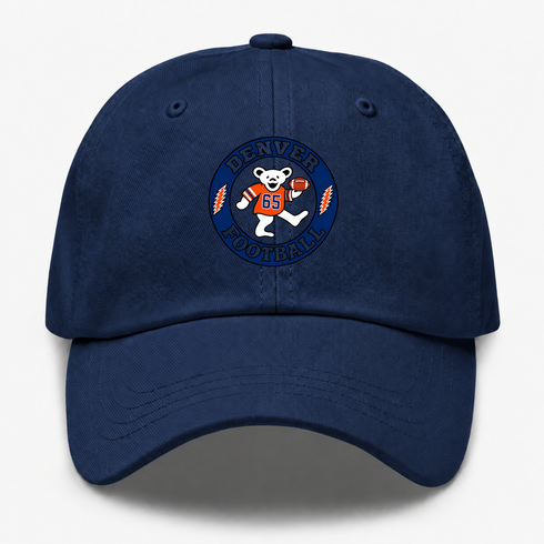 Denver Football Dancing Bear Premium Dad Hat — Denver Broncos — Navy