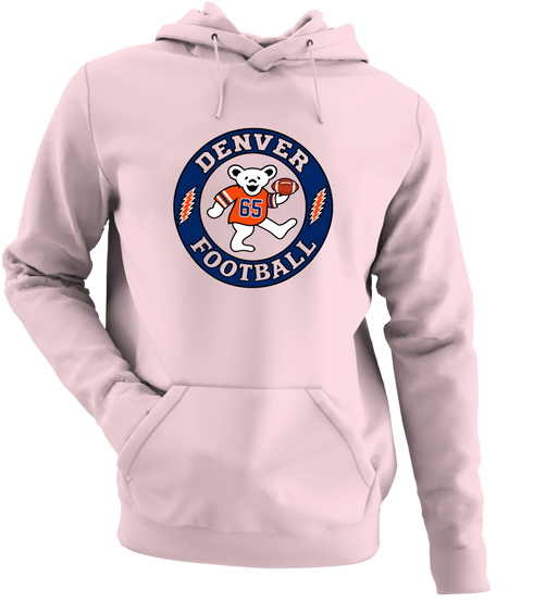 Denver Football Dancing Bear Premium Hoodie — Denver Broncos — Light Pink