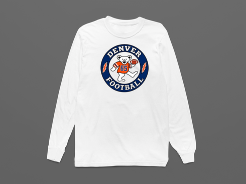 Denver Football Dancing Bear Premium Long-Sleeve — Denver Broncos — White