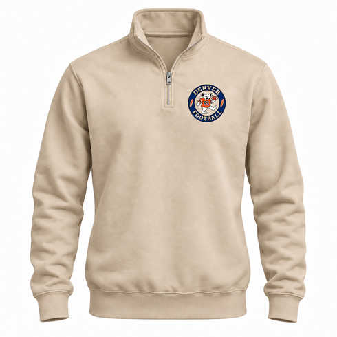 Denver Football Dancing Bear Premium Quarter-Zip — Denver Broncos — Sand