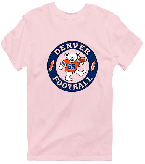 Denver Football Dancing Bear Premium T-Shirt — Denver Broncos — Light Pink