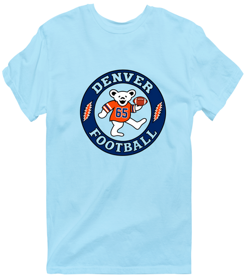 Denver Football Dancing Bear Premium T-Shirt — Denver Broncos — Light Blue