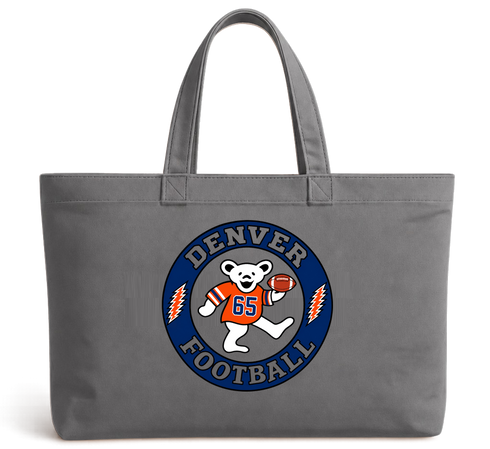 Denver Football Dancing Bear Premium Tote Bag — Denver Broncos — Grey