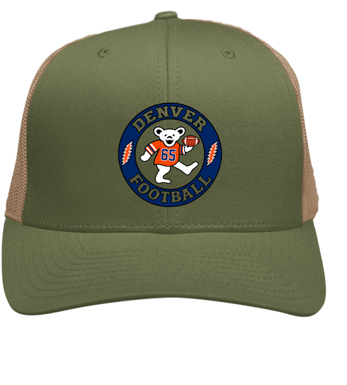 Denver Football Dancing Bear Premium Trucker Cap — Denver Broncos — Moss/Khaki