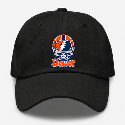 Denver Helmet Stealie Premium Unisex Dad Hat — Denver Broncos — Black