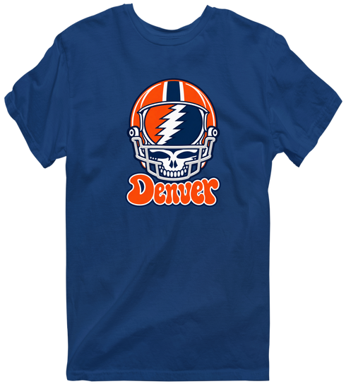 Denver Helmet Stealie Premium Unisex T-Shirt — Denver Broncos — Navy