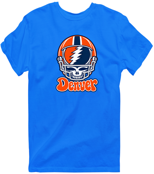 Denver Helmet Stealie Premium Unisex T-Shirt — Denver Broncos — Royal
