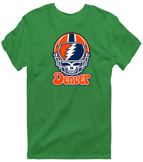 Denver Helmet Stealie Premium Unisex T-Shirt — Denver Broncos — Irish Green