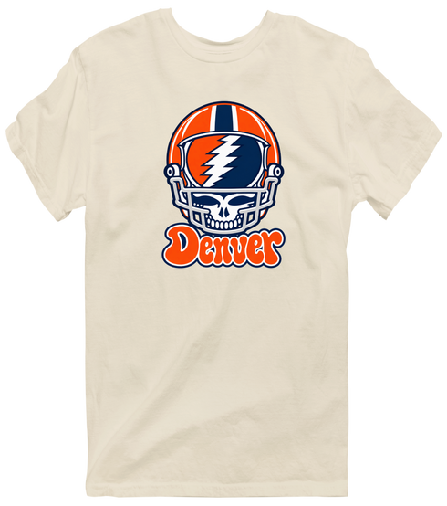 Denver Helmet Stealie Premium Unisex T-Shirt — Denver Broncos — Sand