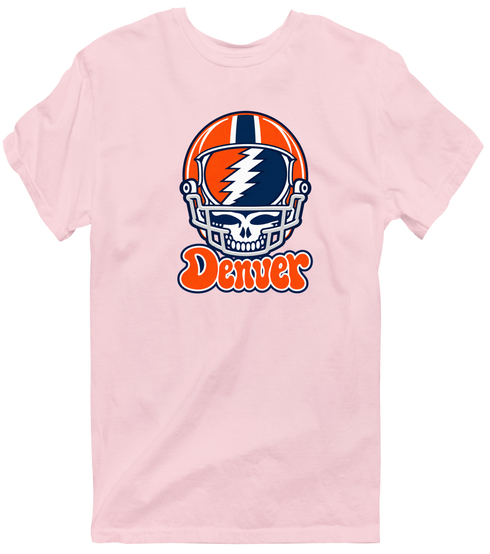 Denver Helmet Stealie Premium Unisex T-Shirt — Denver Broncos — Light Pink