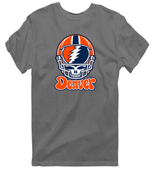 Denver Helmet Stealie Premium Unisex T-Shirt — Denver Broncos — Charcoal