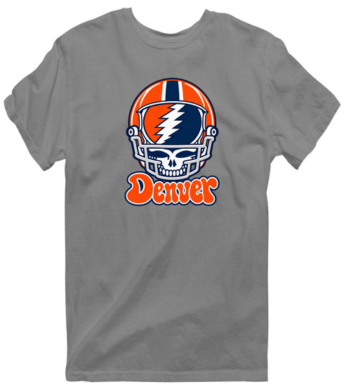 Denver Helmet Stealie Premium Unisex T-Shirt — Denver Broncos — Dark Heather