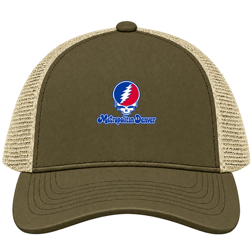 Denver Stealie Premium Unisex Trucker Cap — Design: Denver University of — Moss/Khaki