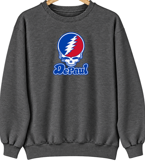 DePaul Stealie Premium Unisex Crewneck — Design: DePaul University — Dark Heather