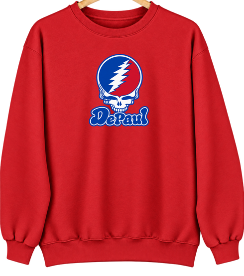 DePaul Stealie Premium Unisex Crewneck — Design: DePaul University — Red