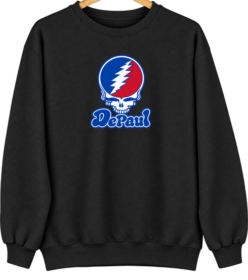 DePaul Stealie Premium Unisex Crewneck — Design: DePaul University — Black