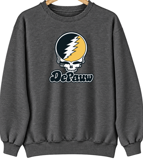 Depauw Stealie Premium Unisex Crewneck — Design: Depauw University — Dark Heather