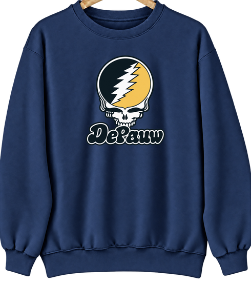 Depauw Stealie Premium Unisex Crewneck — Design: Depauw University — Navy